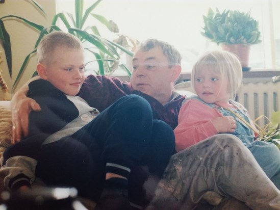 Haddi on his 50th birthday with Linda's oldest kids Hannes and Hildur