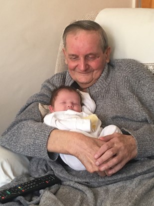 My Grandad with his Great Granddaughter  Robyn. The only photo I have but the greatest memory I will always hold dear to me.  X
