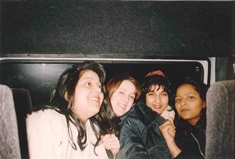 Dee, Amy, Debbie, Sarda on a night out, approx 1996