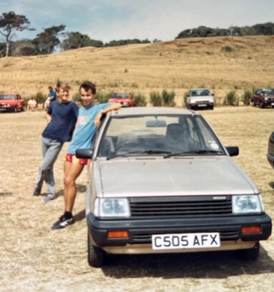 Neal with Tony Bates, somewhere in southwest England, sunny summer day late 80's. (Digby)