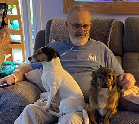6 March 2020 Home from hospital back with his pups.