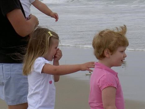 Ryann not liking the smell of the sea!