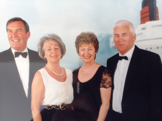 John, Pat, Ann, Pete - happy times on the QE2