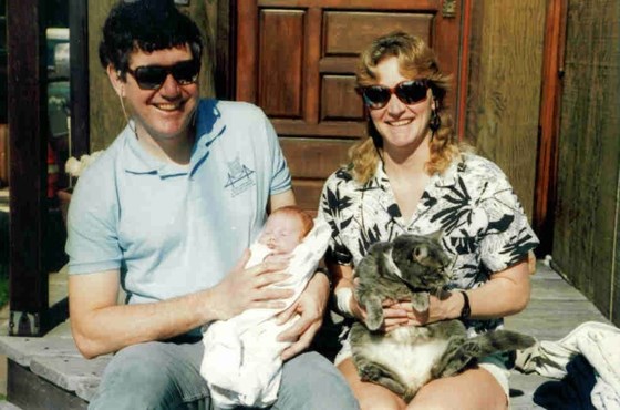 Scott, Marjorie with baby Emily and Miss Piggy