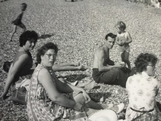 Albert relaxing with Pauline, Betty, Violet and Susan..