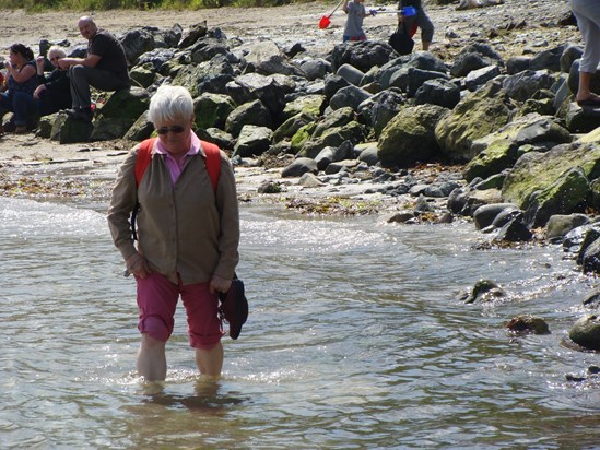 Wading in the sea at Porthdinllaen June 2009
