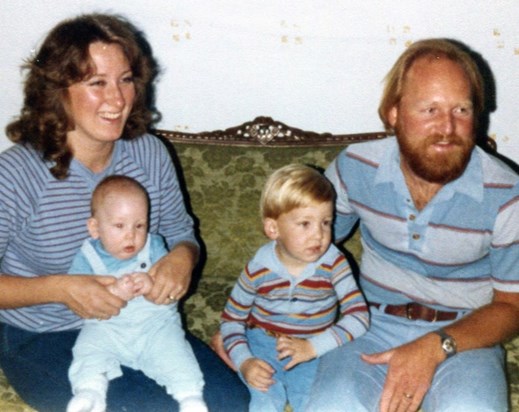 Susie with babyTyler, toddler Dustinand Mike May1981