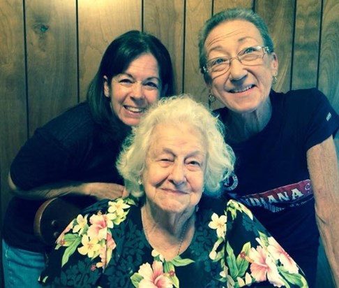 Susie with Agnes and Aggie at their regular Monday Card Party 9-15-2014