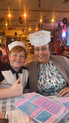 Mum and Aaron at Karen’s diner 