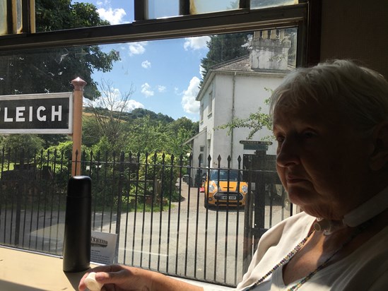 Grandma on the South Devon Railway at Buckfastleigh station.  19 July 2023.