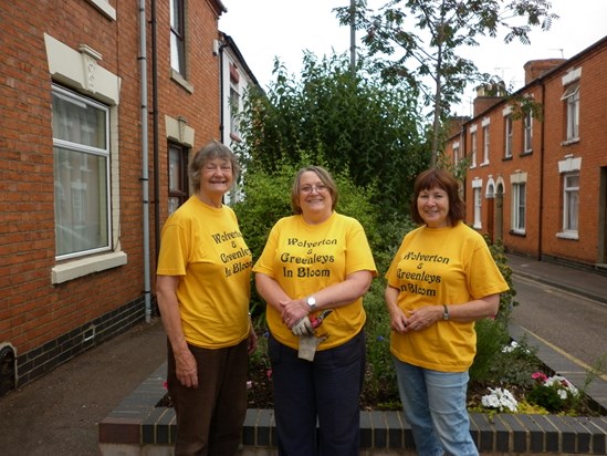 Hilary, Jenny and Lynda gardening in Wolverton