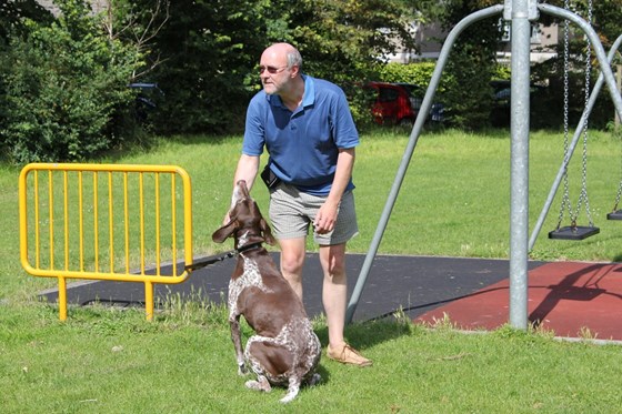 At my dog Zena's 1st birthday party in Ellenborough Park with is gorgeous Boris.  13th July 2021