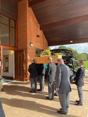 Pat on her last journey- about 50 friends and family were present on this sunny early autumn afternoon to celebrate her life and Chub's.