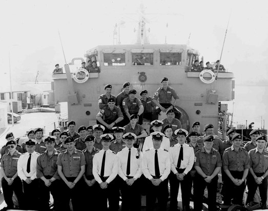 On the HMS Brocklesby minesweeper deployment Operation Granby Gulf War 1991 (Tim is top right)