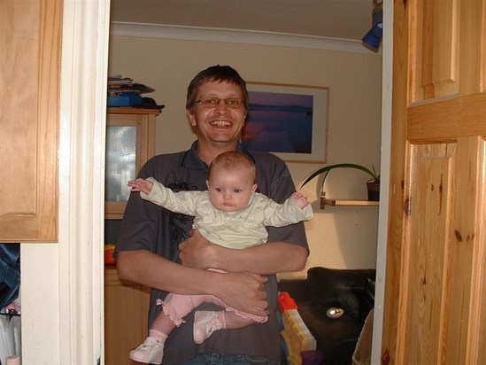 Tim with his first daughter Teegan round at our house