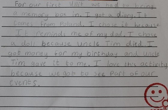 My daughter Izzy wrote this at school in September 2013
