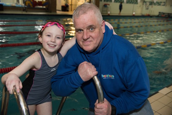 Kevin and Imogen training for their Great North Swim for Hope House 