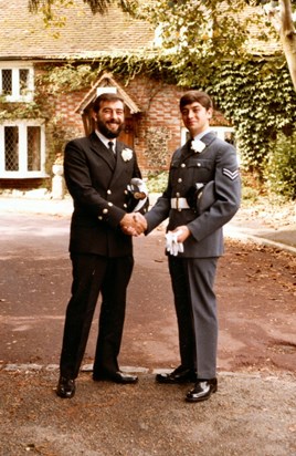 Chris as Best Man at Adrian's wedding 1981