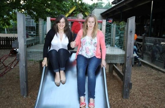 Center Parcs 2013 (& Ethan patiently waiting his turn on the slide)