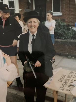 mum at the V E day street party, 1995