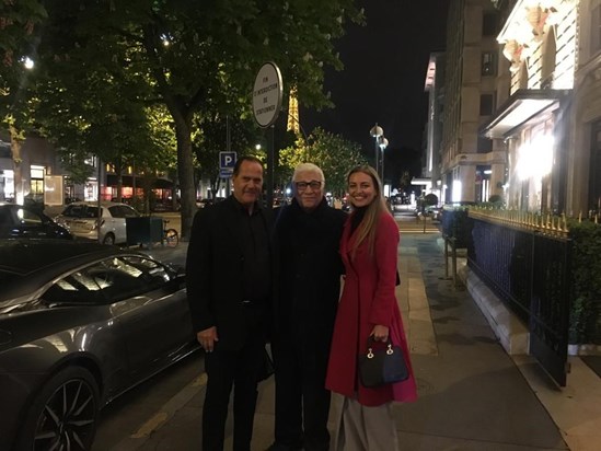 In front of his Plaza Athénée Paris with Reto Wittwer and Judith Massmann