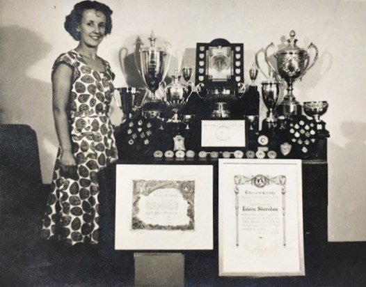 Eileen with her trophies