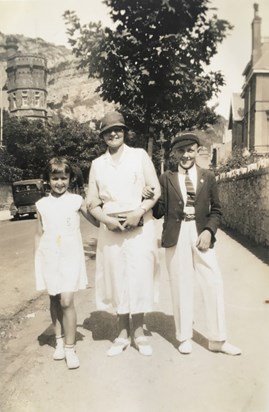 Eileen & Peter with their mother Jeannie on holiday