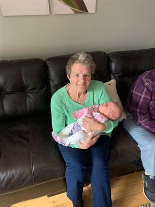 Christine with one of her great grandchildren Amelia