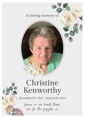 Our beautiful, kind mum, Christine.