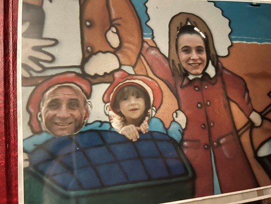 Maria with her Dad and Sister on holiday. 