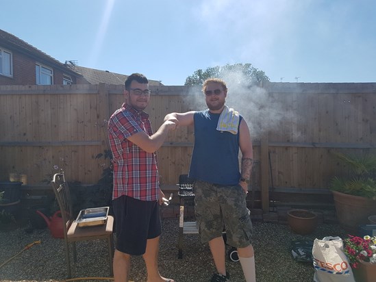 Brother love ? BBQ  Masters at work ??