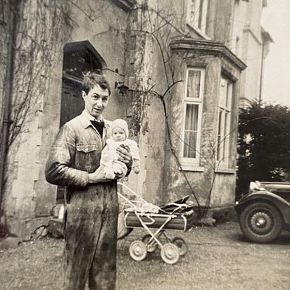 Becoming a dad 1963 still with the overalls on ....