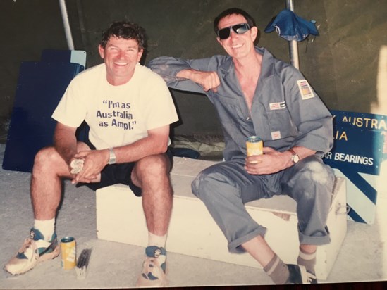 Peter "Pete" Taylor and John "Ackers" having a break from running Aussie Invader 2 Land Speed Record Car