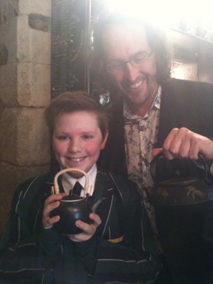 Proud owner of a new tea pot, with Ben Poole