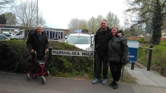 Albie, Claire and Paul at Marshalsea Garage now Tesco's