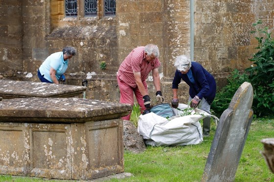 Mike at work in churchyard