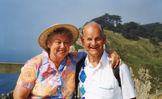 Dad 3 - With Gladys at Lulworth Cove.jpg