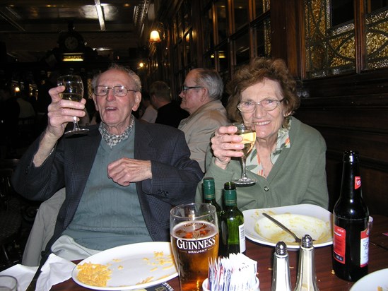 Mum and dad in Madigan's bar Dublin, reminiscing on their courting days. 