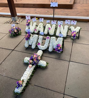 Display of floral tributes to our wonderful mum and nanny