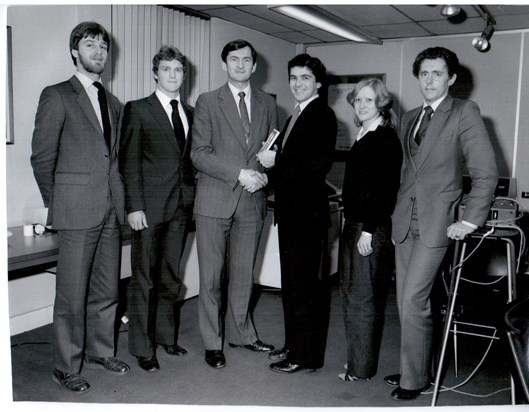 From Martin Togneri: At the Burroughs Machines office in Newcastle 1979/1980. Stan presenting Martin with an award.