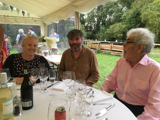 Brian, with Alasdair and Sam Firth (Frank's son and daughter-in-law) Aug 2018