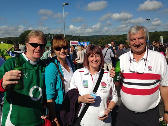 Kath, Sue Duke e and me rugby World Cup in Brighton 2015