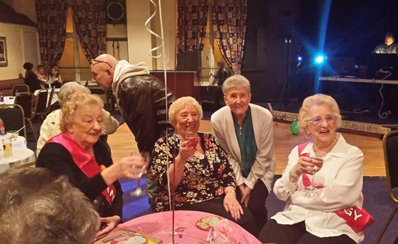 Pansy, Josie, Mavis and Peggy - At Peggy & Pansy's 80th birthday at Hoylake Social Club