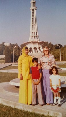 Mum with daughter Robina, son Nadeem & our cousin Rubina in Pakistan