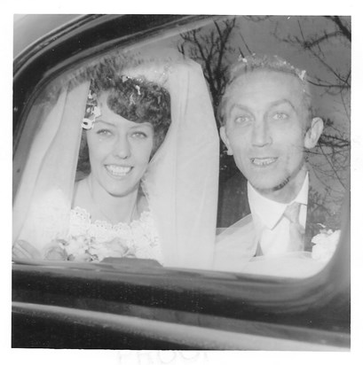 Mum and Dad in the Wedding Car 1967