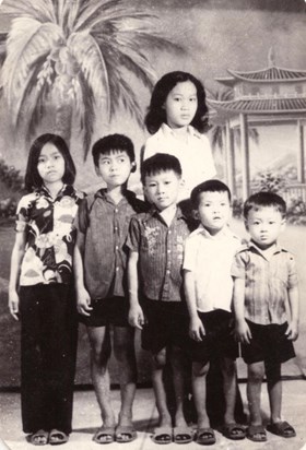 Suong (left) and siblings, c. 1979