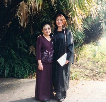 Suong and mother-in-law at graduation, California, 1999