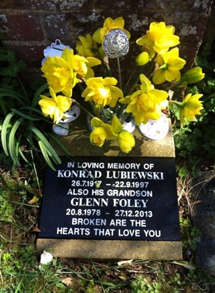 Glenn & his grandad's memorial stone in Lane End, Bucks.