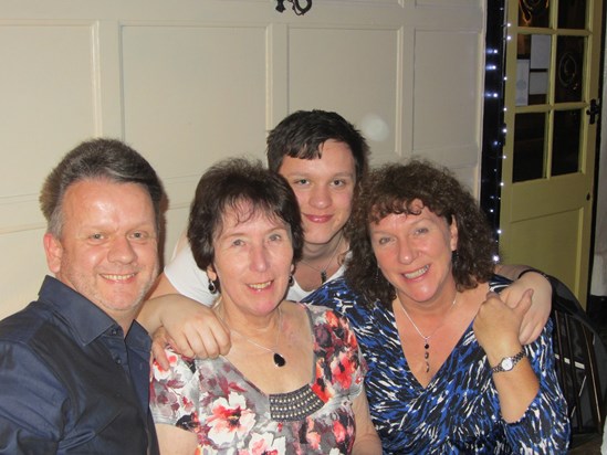 Jon, Mum, Chris and Julie - we'll never forget Jon's joke about Mum adapting her top, so she had her meds easily to hand! xxxx