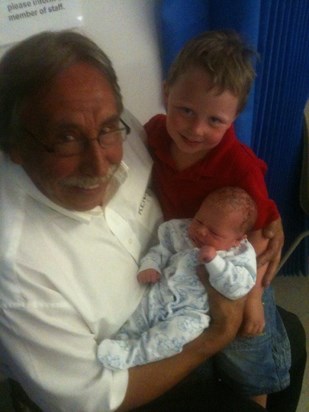 Grandad with Grandson No1, Gary, and Grandson No3, Michael, who was only a few hours old.